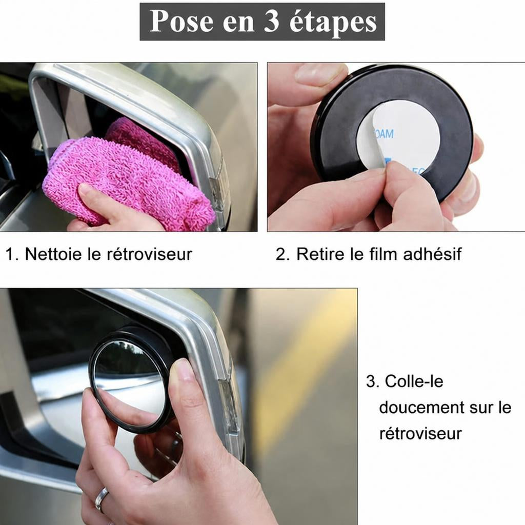 Miroirs d'angle mort 360°, la paire gauche et droite