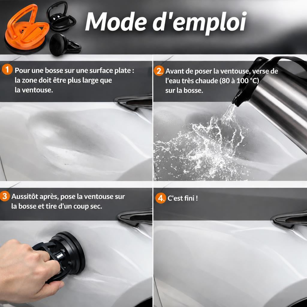 Kit de débosselage à ventouse, grande et petite ventouse